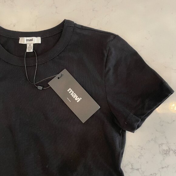 Mavi Short Slv Crew Neck M1612281-900 100% Cotton Tee Black Sz XS - Picture 3 of 7